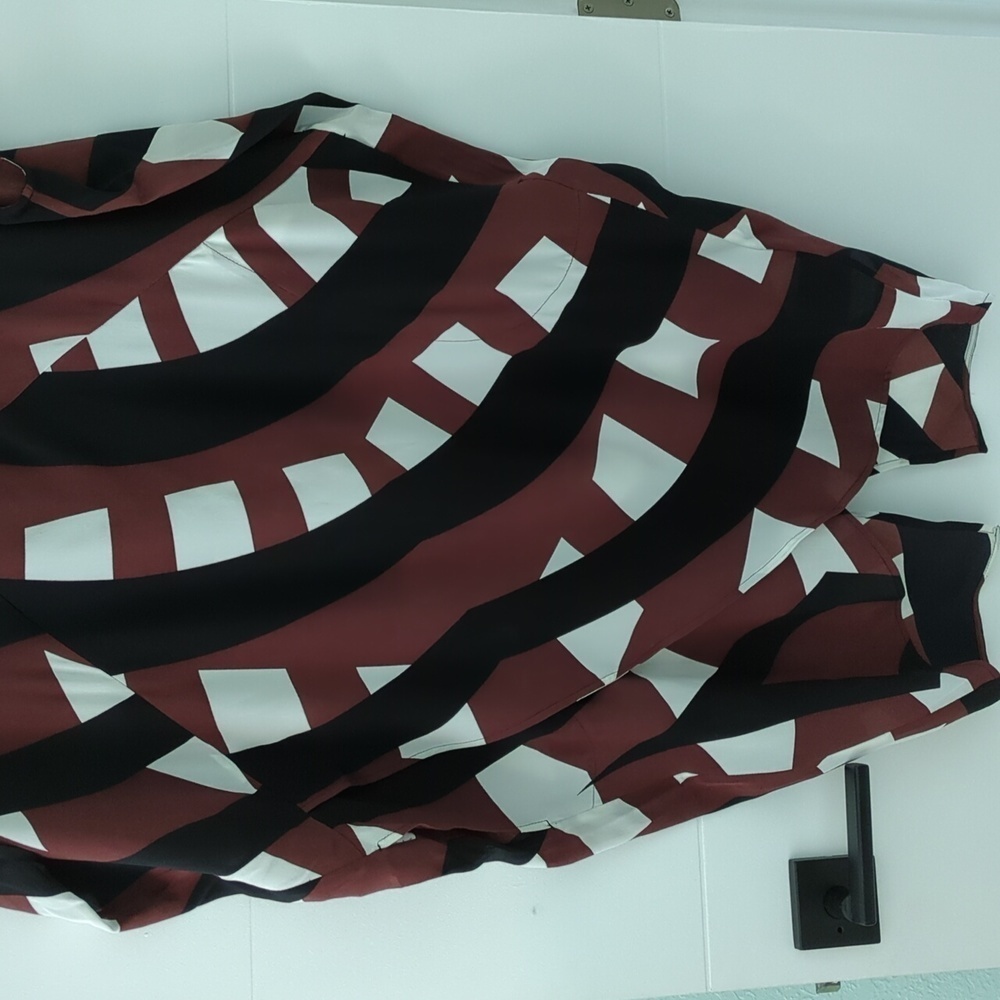 TRACY REESE Geometric Brown and Black SILK Dress - Picture 3 of 12